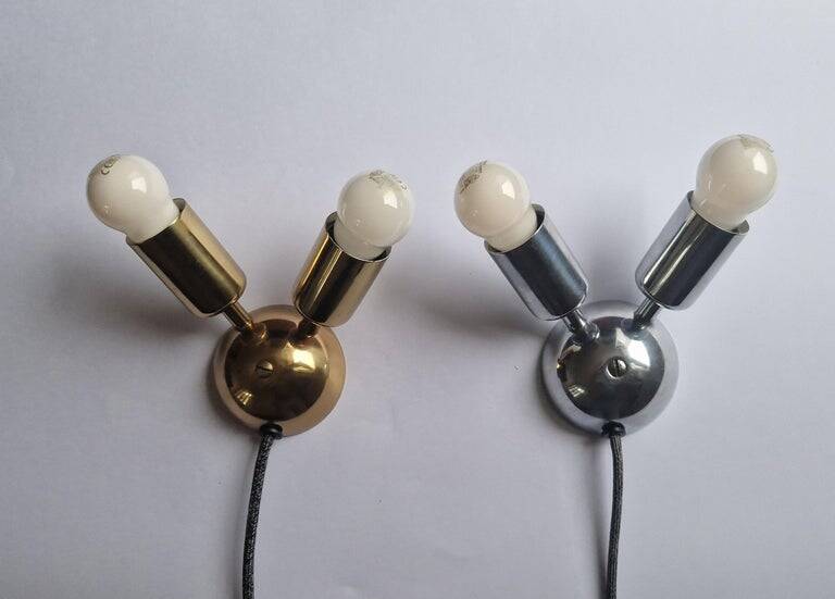 Set of Two Rare Midcentury Wall Lamps Drupol Sputnik, 1970s