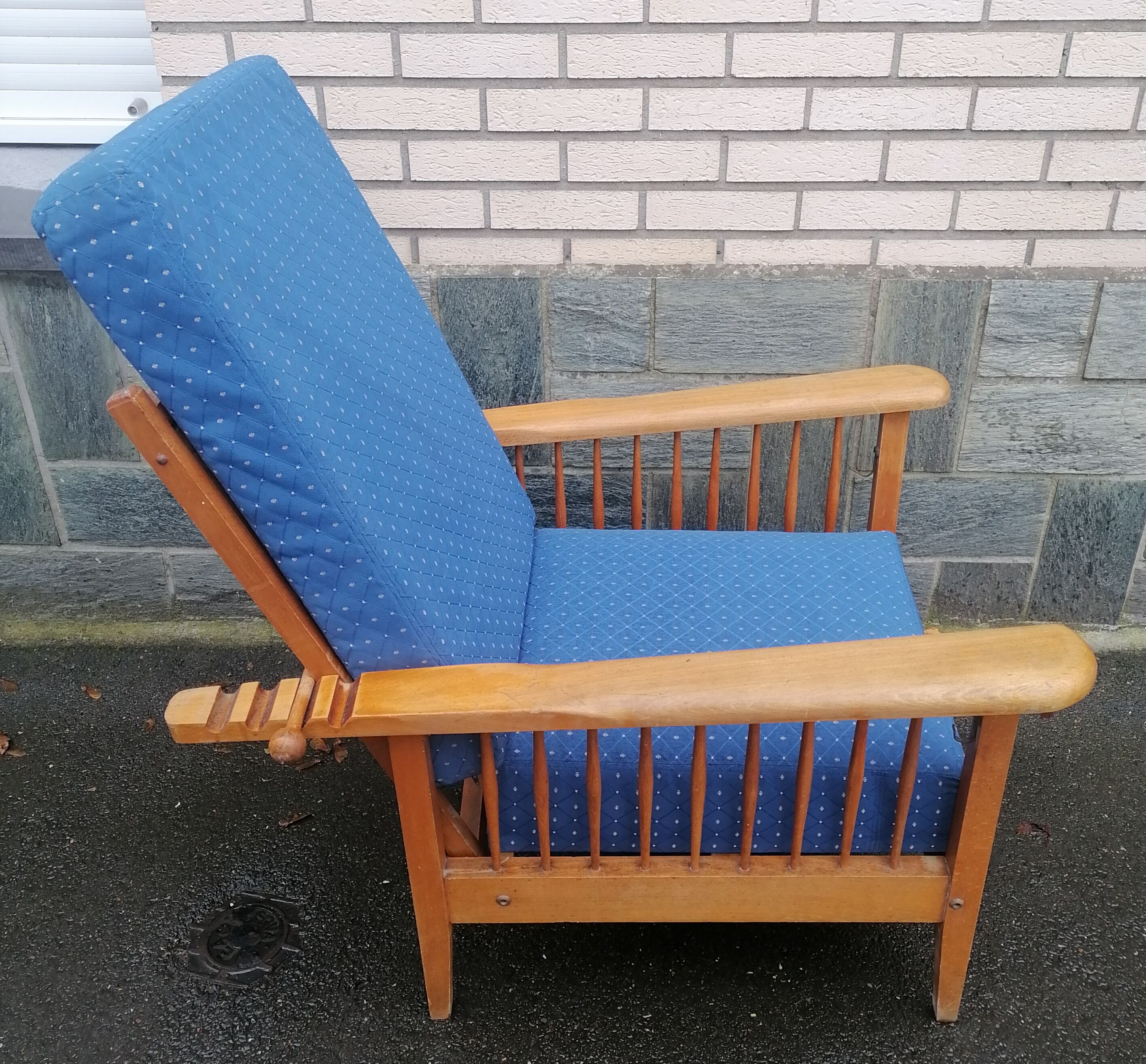 Old morris armchair marked potacol wood teak 1960 vintage