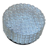 Vintage 1970s round wall light ceiling fixture with transparent glass.