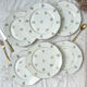 6 Flat plates porcelain white flowers golden Limoges Mehun