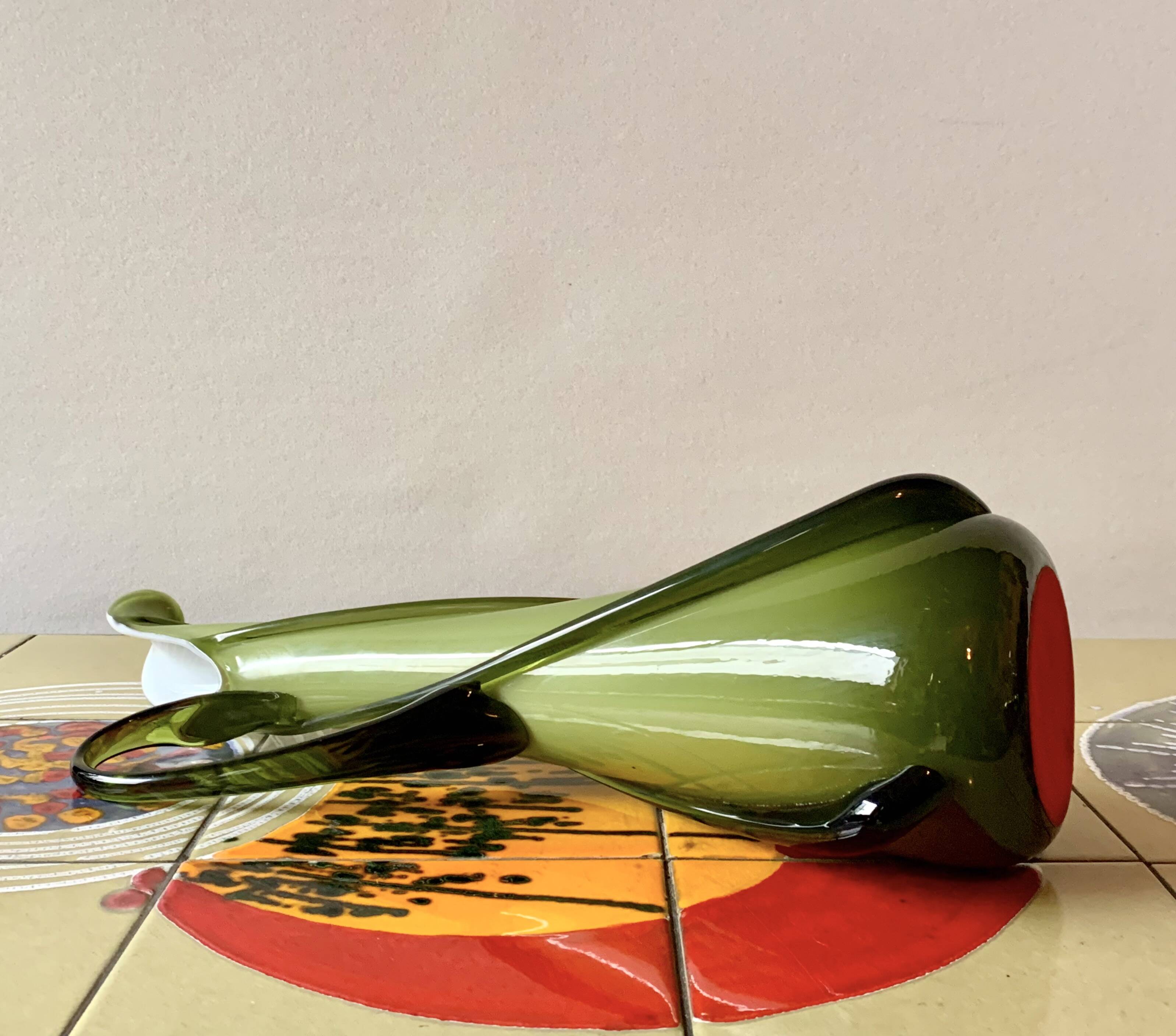 Vintage vase in green blown glass - Fratelli Betti Cristallerie - Empoli