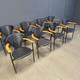 Vintage leather armchairs by Arrben Italy, 1980s - set of 8