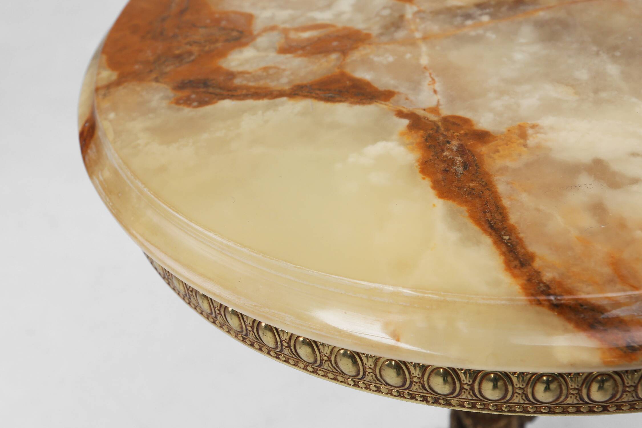 Beautiful brass side table with onyx marble top, France ca. 1950