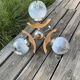 Exceptional Space Age / Mid-Century suspension chandelier, 3 concave globes.