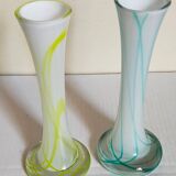 Duo of makora blown glass soliflores (krosno, poland) 1970s