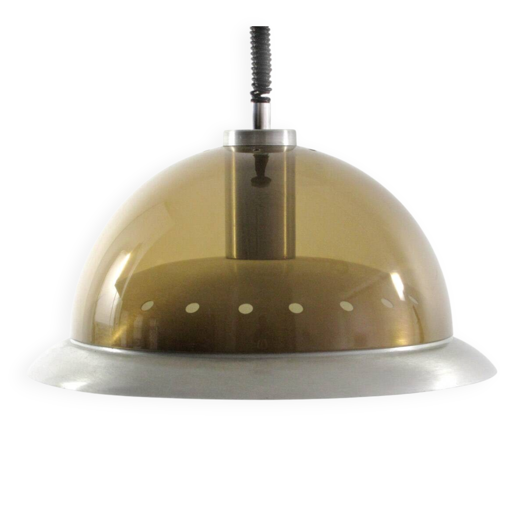 Large seventies aluminium transparent vintage pendant