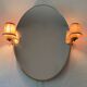 Oval illuminated brass mirror from the 70s