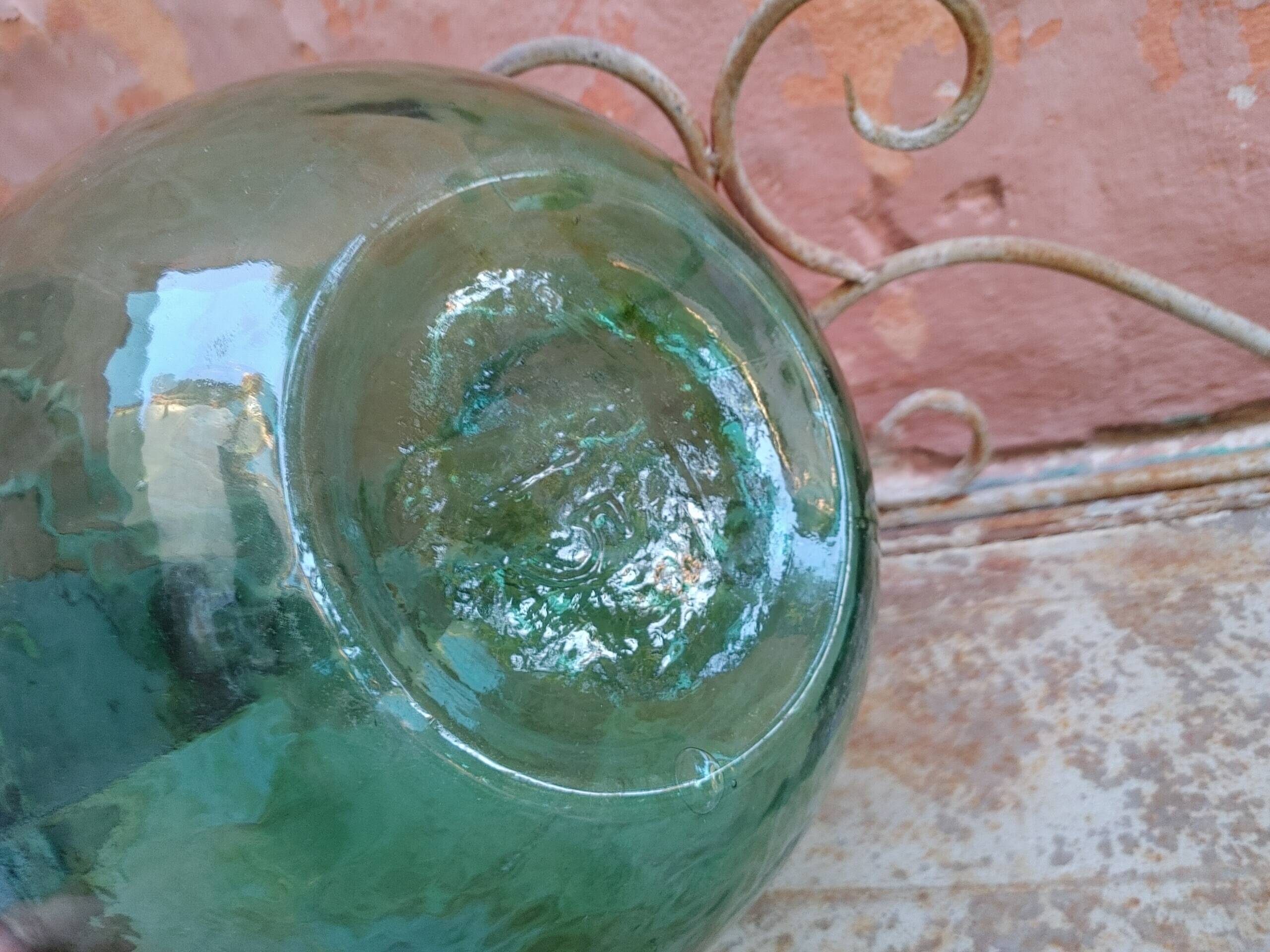 Demijohn old bubbled glass - 15 liters - height 42 cm ( c)