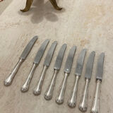 Set of 8 cheese knives in silver metal