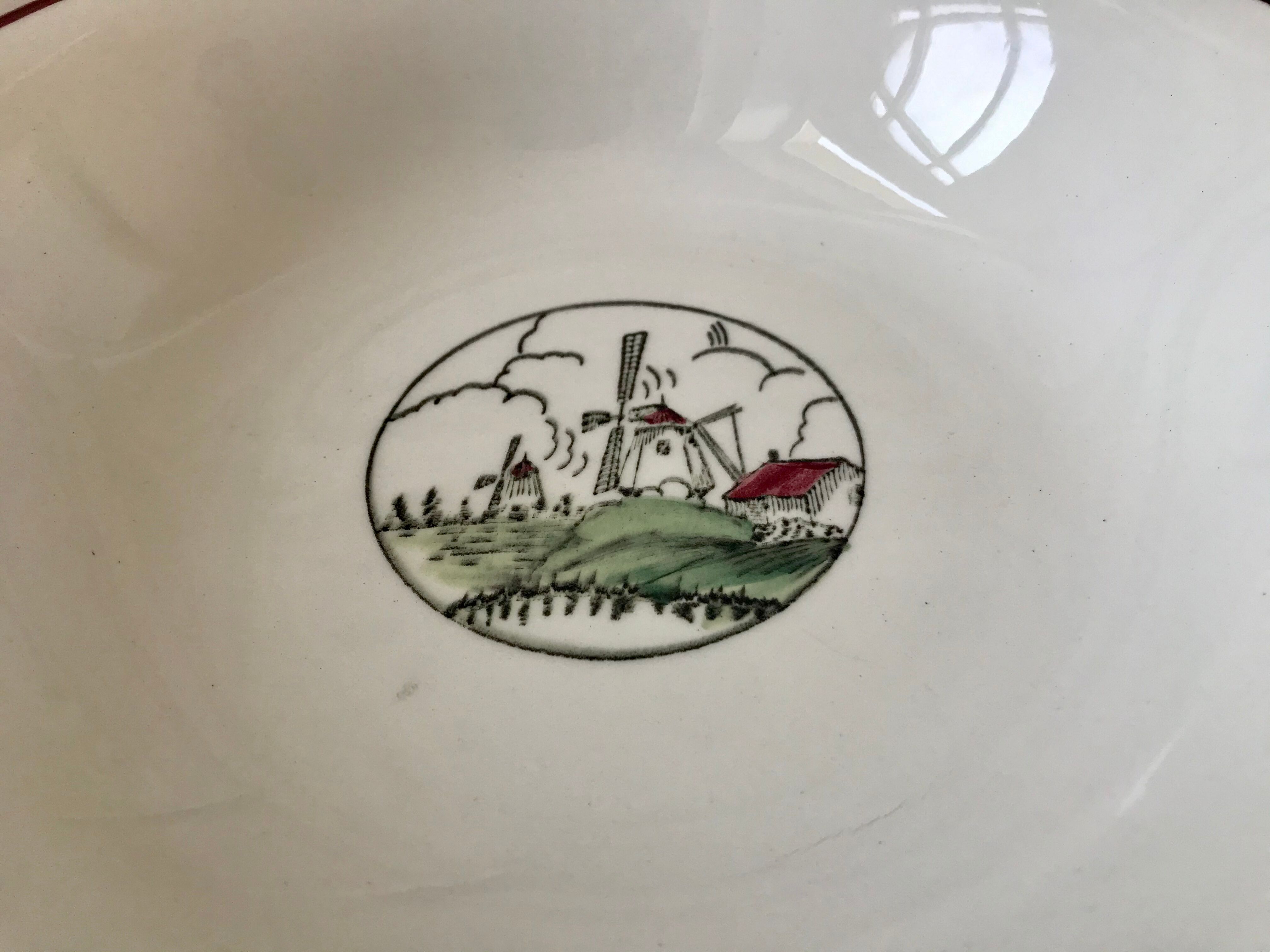 Plat creux Saint-Amand Céranord motif moulins années 60