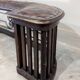 Old fireplace bench, wrought iron leather and oak