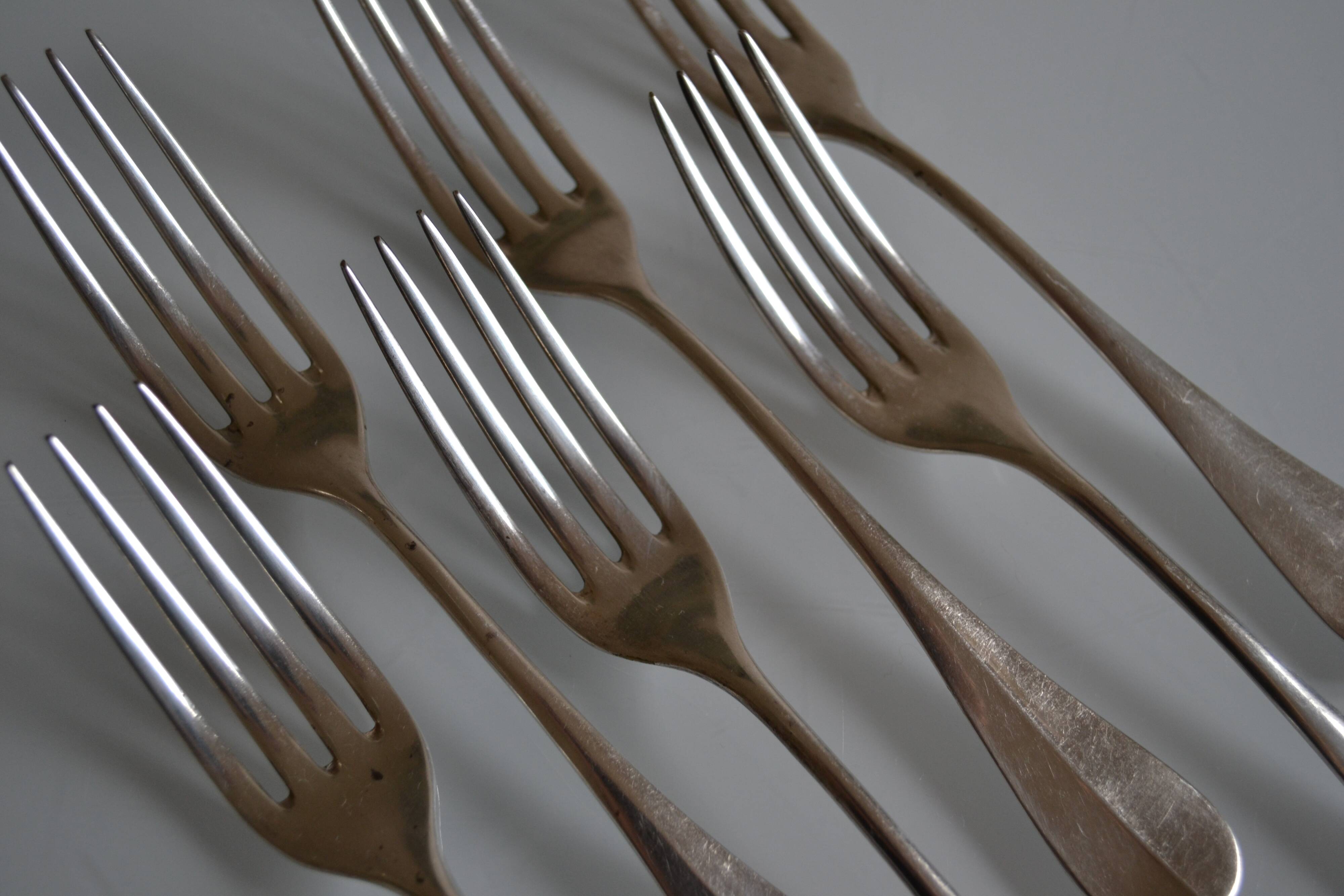 6 silver metal table forks P de Ruolz silver plated forks 21 cm