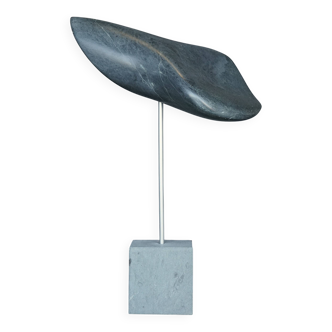 Abstract Organic Sculpture in polished Grey Stone, 1980s