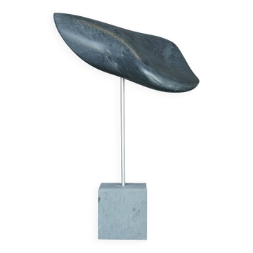 Abstract Organic Sculpture in polished Grey Stone, 1980s