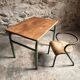 Ensemble bureau et chaise d’écolier vintage – Mobilier scolaire industriel