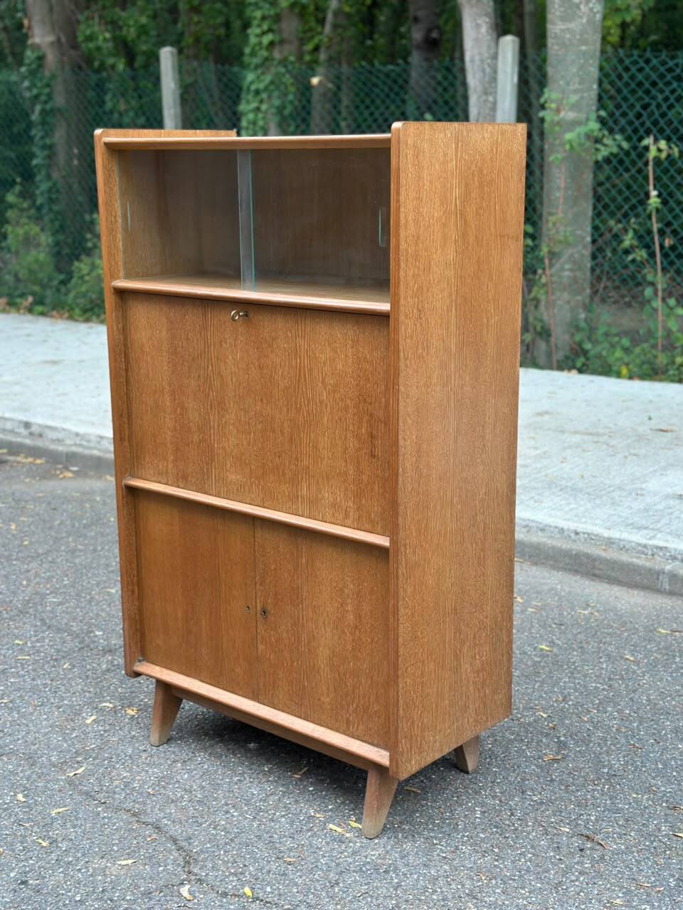 Secrétaire scandinave Mid Century Modern en chêne 1960
