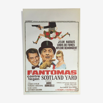 Affiche cinéma originale "Fantomas contre Scotland-Yard" Louis de Funes 37x55cm 1967