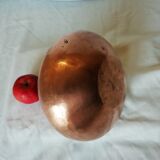 Ball vase with flared hammered copper collar