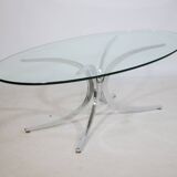 Coffee Table Chrome Spider Legs and Glass 1970s Italy