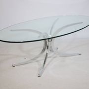 Table basse pieds araignée chromés et verre années 1970 Italie