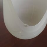 French vintage 6 arm brown & silver toleware chandelier opaque glass shades 3861