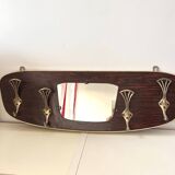 Wood and brass coat rack, 1960
