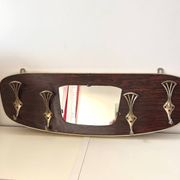 Wood and brass coat rack, 1960