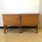 2 vintage bedside tables compass feet 50s