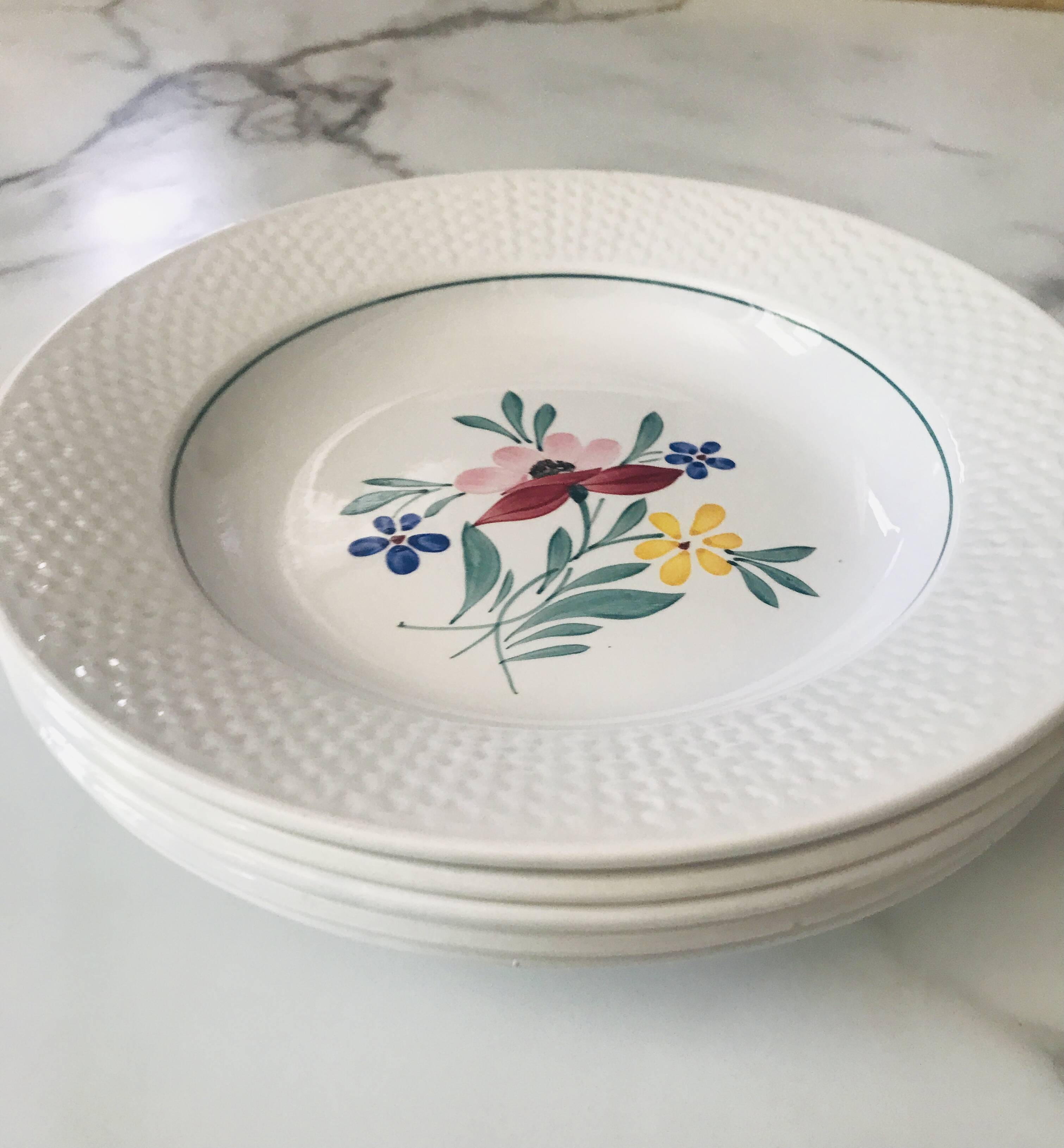 Fabiola Digoin Sarreguemines soup plates, 1950s