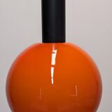 Pair of orange opaline ball pendants by Parscot, France circa 1970.