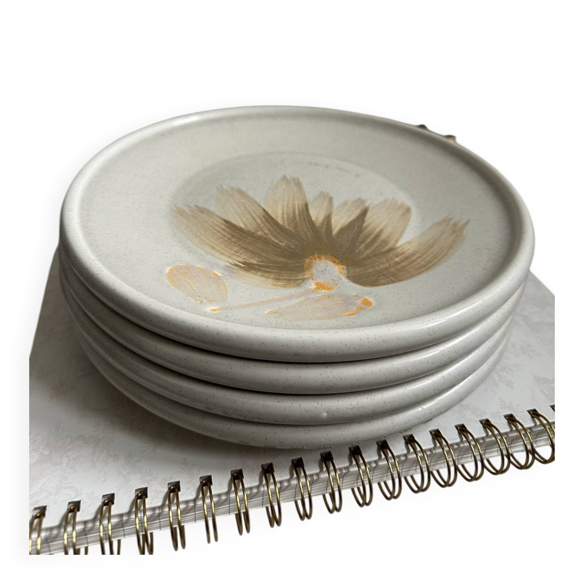 Ensemble de 4 assiettes en céramique vintage par Sarreguemines années 1970 florales
