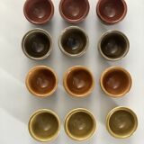 Set of 12 small multi-colored ceramic candle holders