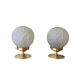 Pair of Art Deco glass globe table lamps with brass base.