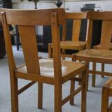Set of 10 beech bistro chairs from the 1950s