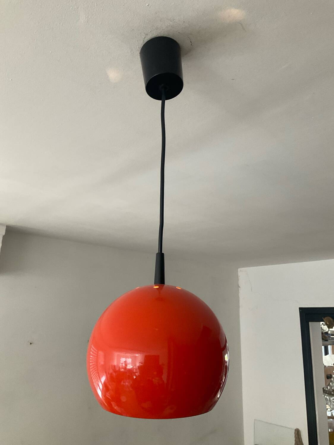 Space Age orange metal pendant light