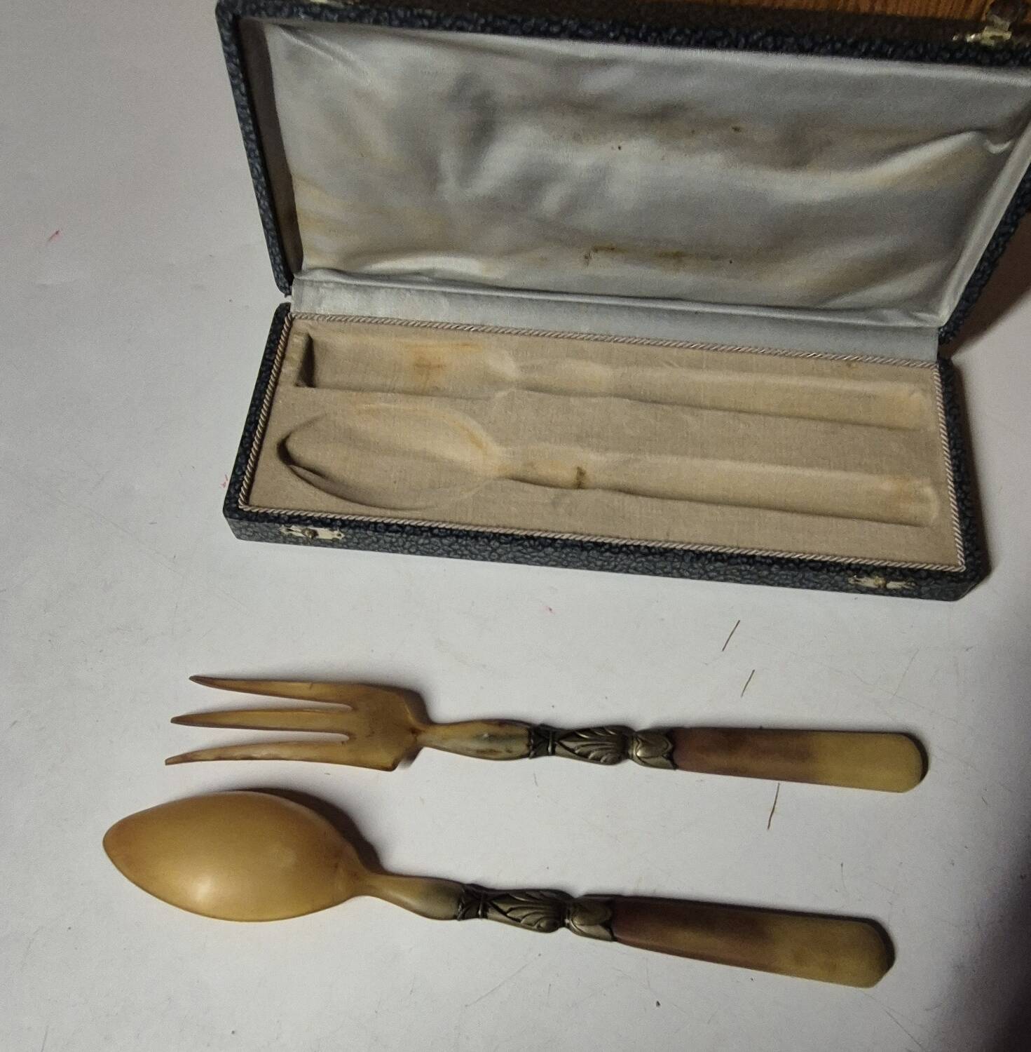 vintage metal horn salad service 25cm antique tableware set