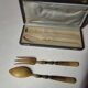 vintage metal horn salad service 25cm antique tableware set