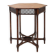 Hexagonal pedestal table or side table with a lattice structure and star pattern.