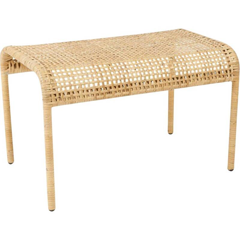Metal and woven rattan bench