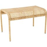 Metal and woven rattan bench
