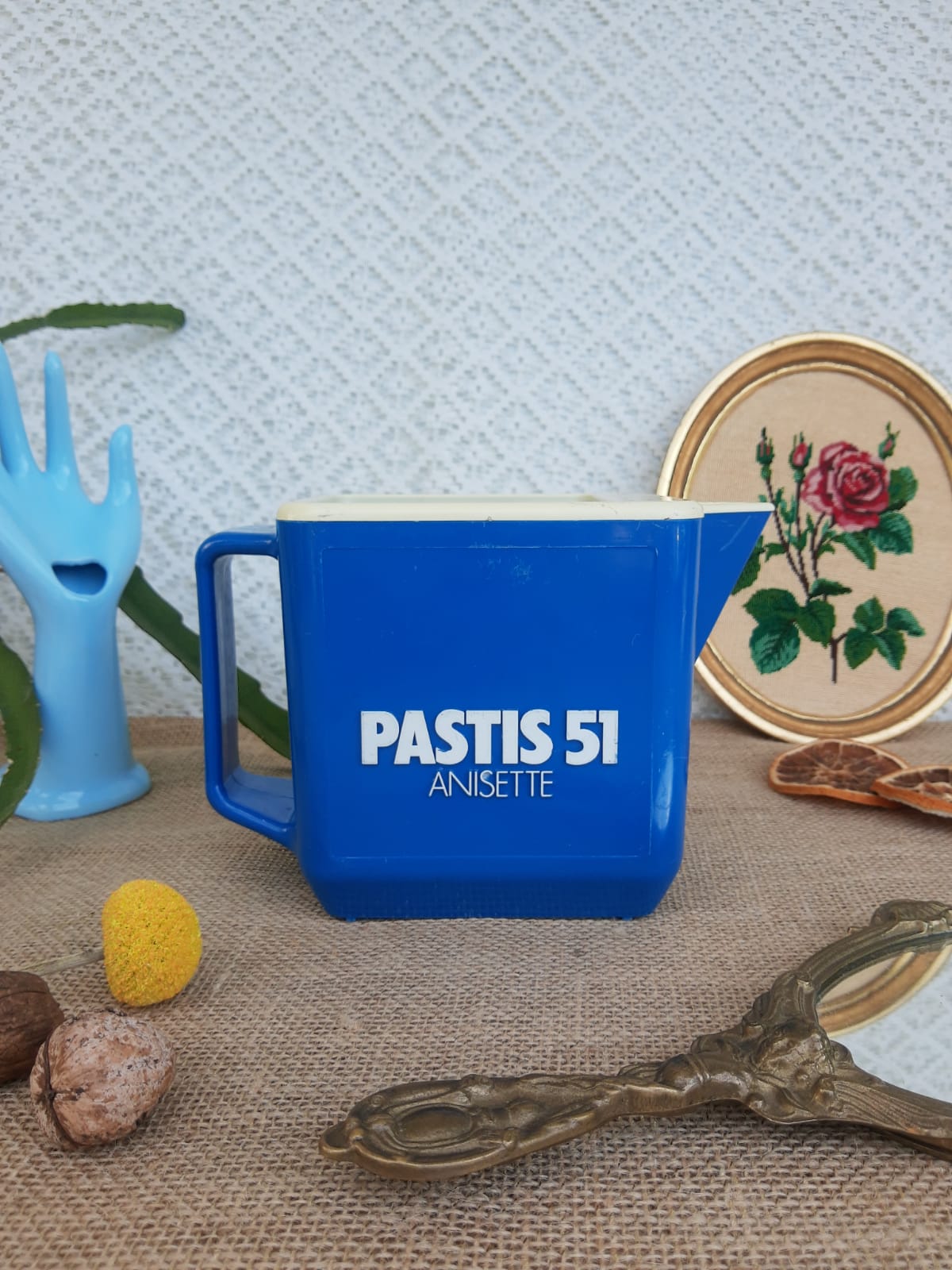 Vintage pastis 51 blue plastic decanter