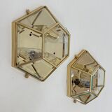 Set of 2 hexagonal wall lamps by Sothis, Italy 1980s