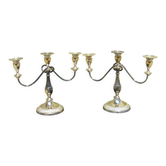 Pair of silver metal candlesticks