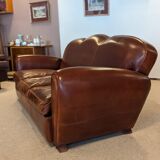Leather club 3 places sofa 50s