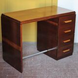 Vintage desk, wooden Art Deco desk from the 1930s, desk with drawers.