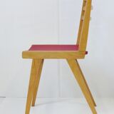 Set of 4 chairs Bistro zazu red vintage oak French mid-century modern chairs