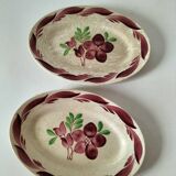 Pair of Gien dishes model Barbizon, hand-painted floral decoration, 1930s-40s.