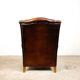 Dark brown vintage sheep leather wingback armchair