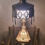1900 bronze and brass art nouveau lamp, inspired by Napoleon 3, 35x18