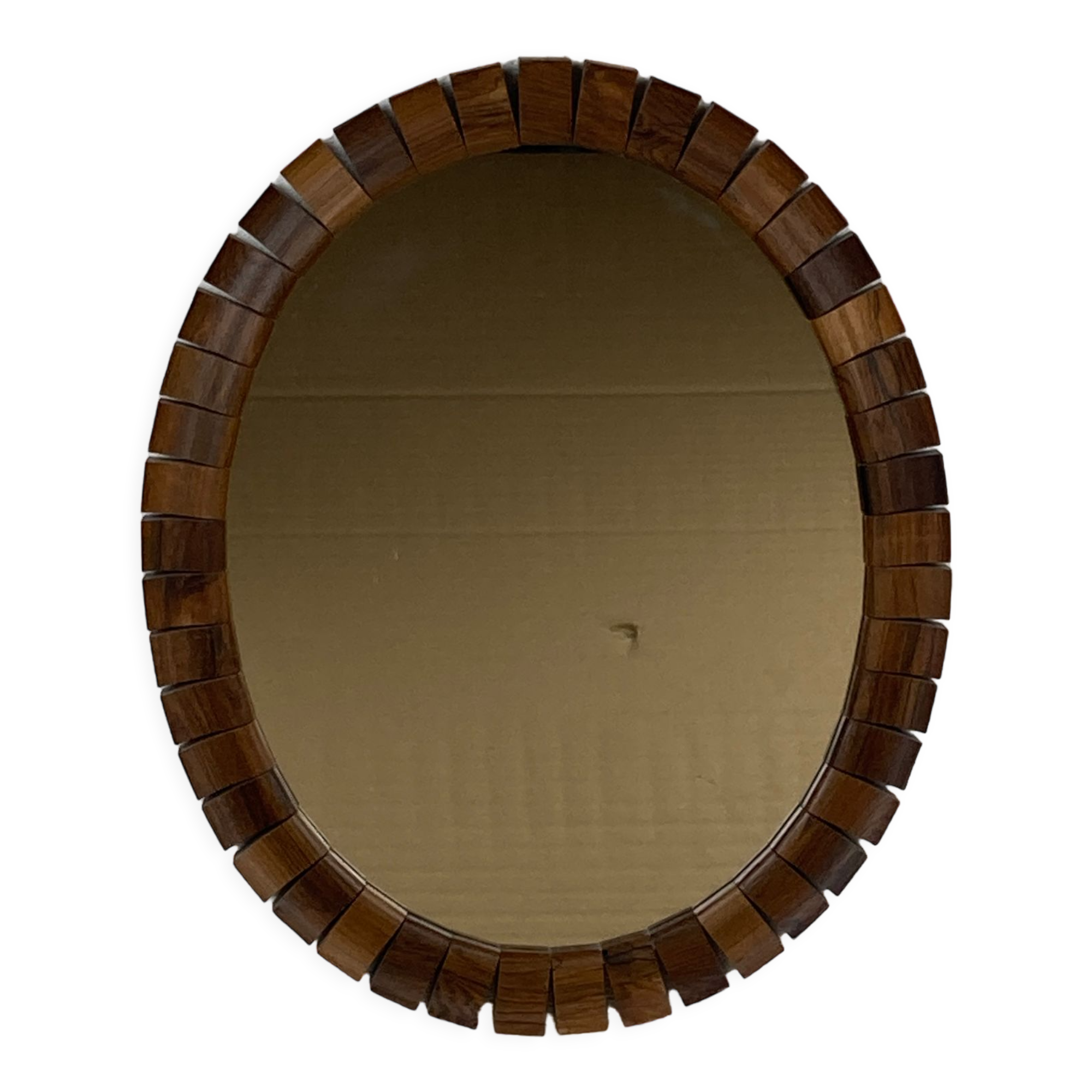 Mid-Century Danish Teak and Rosewood oval Mirror, 1960s